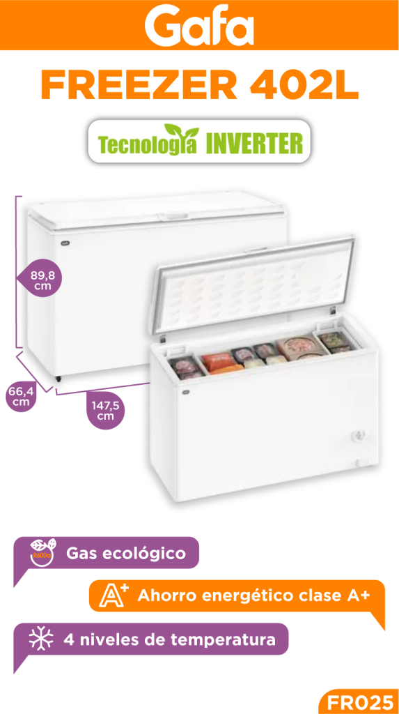 FREEZER GAFA INVERTER 402L BLANCO