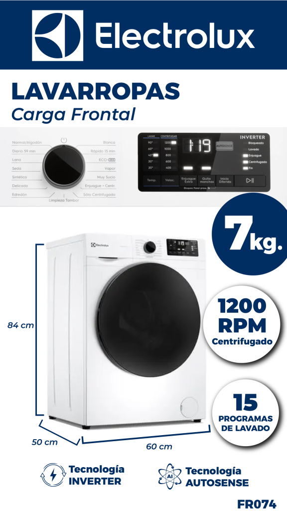LAVARROPAS ELECTROLUX CF 7KG INV. BLANCO