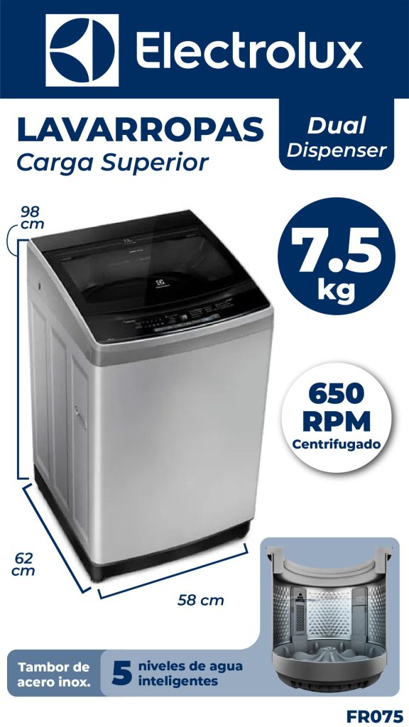 LAVARROPAS ELECTROLUX CS 7.5KG SILVER