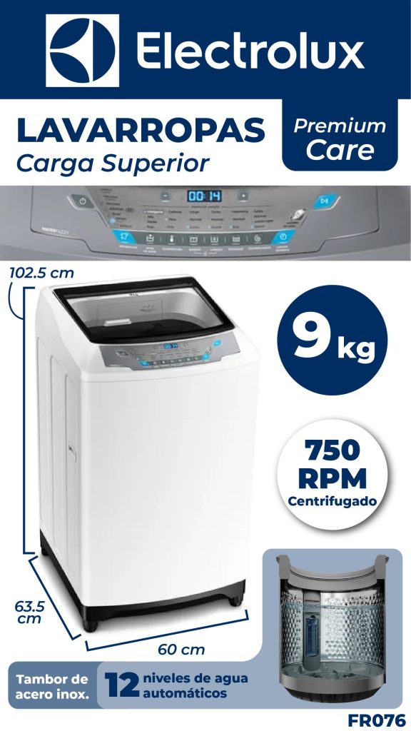 LAVARROPAS ELECTROLUX CS 9KG BLANCO
