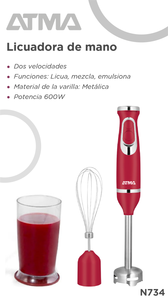 MIXER ATMA 600W 3 EN 1 ROJA