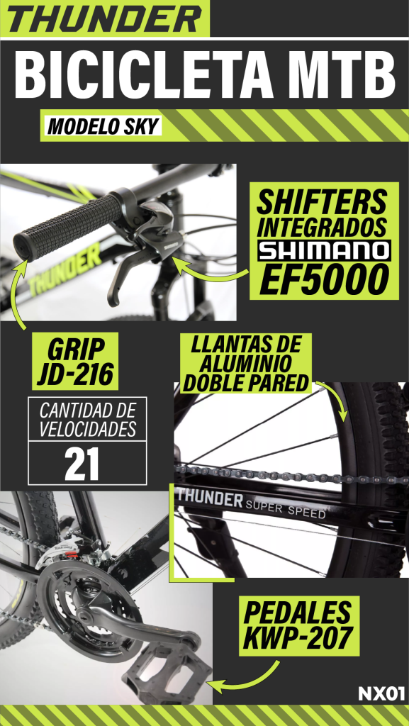 BICICLETA THUNDER R29 21V ALUM SHIMANO