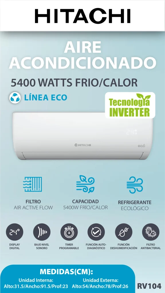 AIRE ACOND SPLIT HITACHI 5400W INVERTER