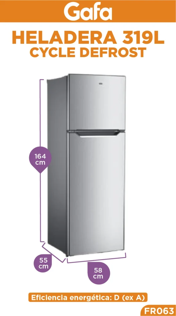 HELADERA GAFA CYCLE DEFROST 319L PLATA